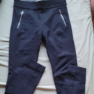 H&M Black Ankle-Length Pants with Zipper Detail